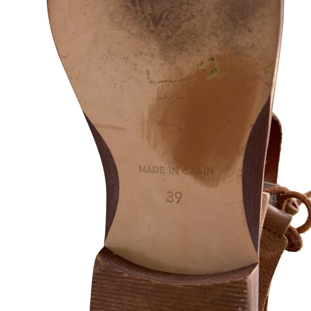 Free People Destino Leather Tan Woven Sz 39 - Picture 10 of 10